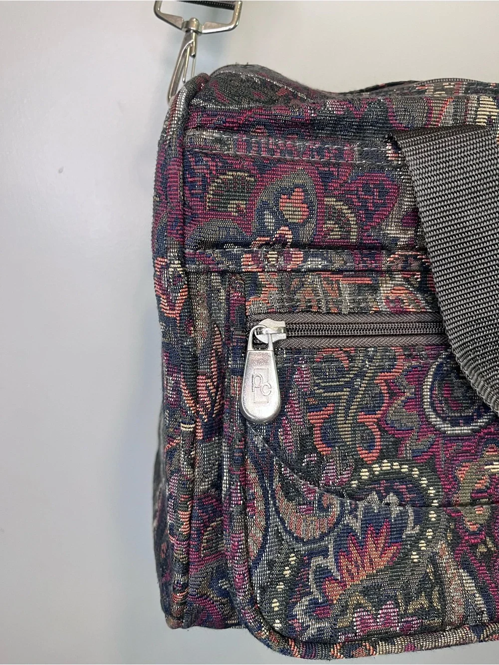 Vtg 90s Pierre Cardin Floral Tapestry Travel Carry On Shoulder Bag